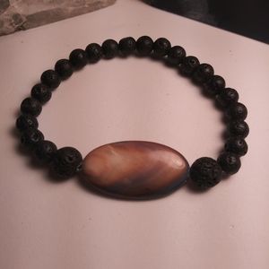 Abalone shell & Lava Stone diffusing bracelet
